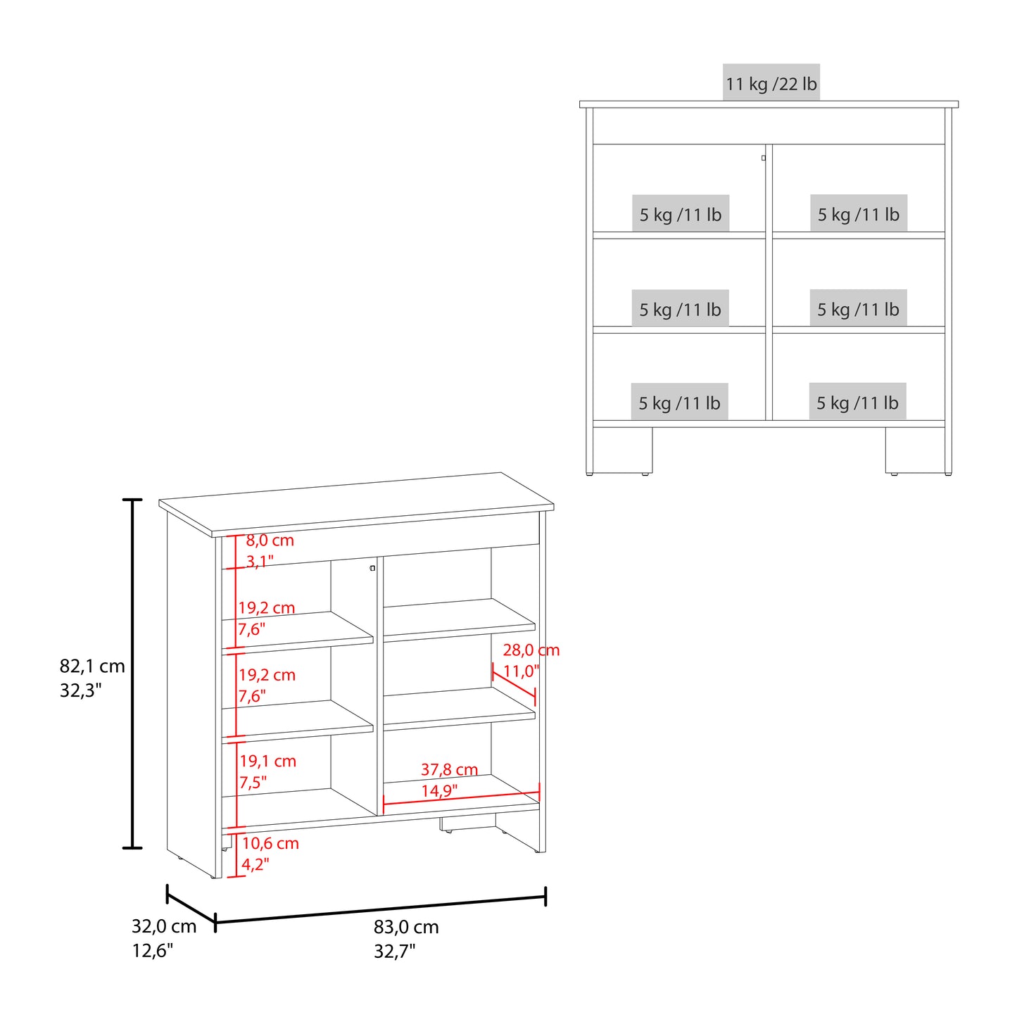 Dago Sideboard Storage Cabinet with 2 Doors, Interior Shelves, Accent Buffet Cabinet for Dining Room, Living Room or Entryway