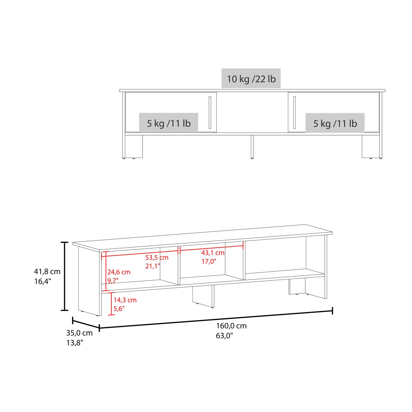 Dago 65" TV Stand with 4 Open Shelves, 2 Doors, Modern Media Console for Living Room Entertainment Storage
