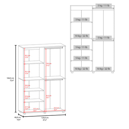 Eco High One Door Freestanding Armoire With Hanging Rod And Interior Shelves, Compact Bedroom Wardrobe