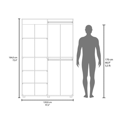 Eco High One Door Freestanding Armoire With Hanging Rod And Interior Shelves, Compact Bedroom Wardrobe