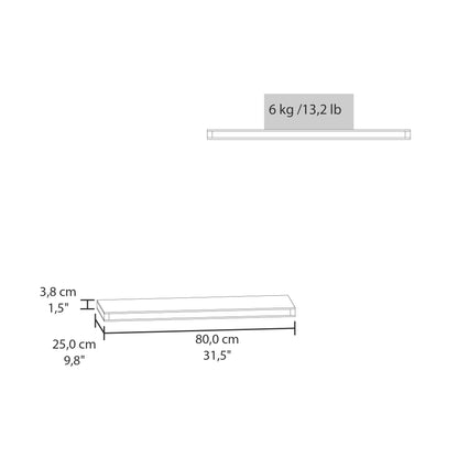 TUHOME Ecco 31.5-Inch Floating Shelves Set of Two with Hidden Brackets, Modern Wall-Mounted Shelves for Bedroom, Bathroom or Living Room Décor, Minimalist Display and Storage Solution for Books, Photos and Accessories