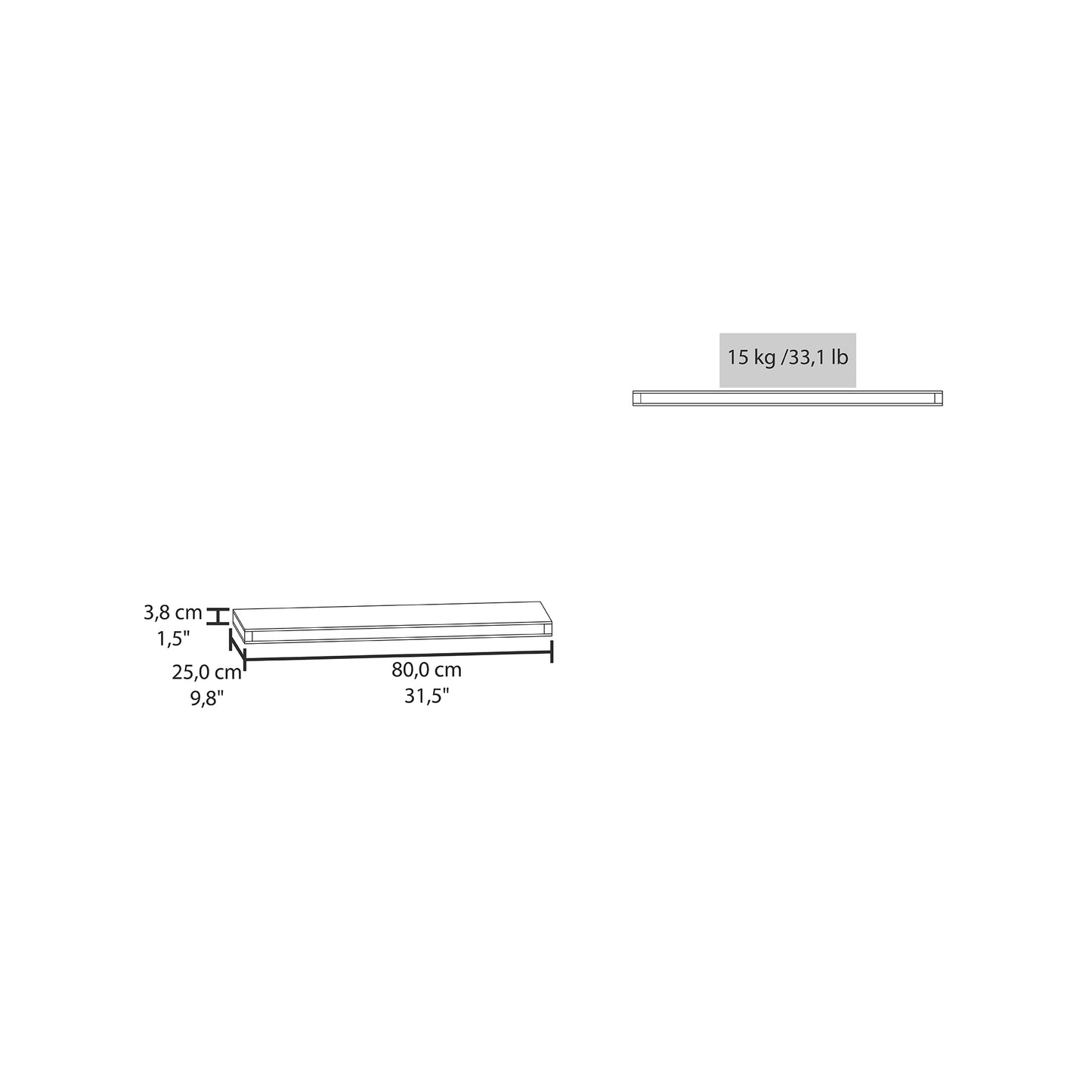 TUHOME Ecco 31.5-Inch Floating Shelves Set of Two with Hidden Brackets, Modern Wall-Mounted Shelves for Bedroom, Bathroom or Living Room Décor, Minimalist Display and Storage Solution for Books, Photos and Accessories