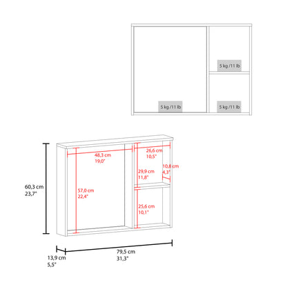 Lagoa Mirror and One Door Medicine Cabinet, Wall-Mounted Bathroom Storage Cabinet with Reflective Mirror for Bathroom or Bedroom