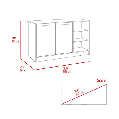 Kitchen Island Ginger with 3 Shelves and Two Doors