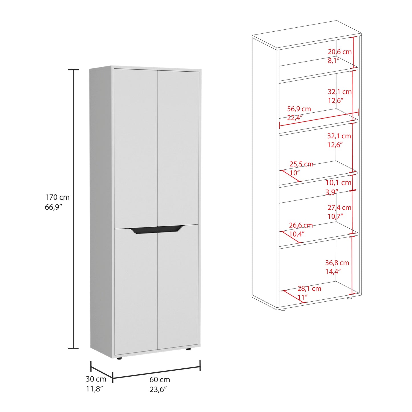 Herrin Storage Cabinet Kitchen Pantry With Four Doors And And Five Interior Shelves