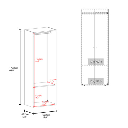 Home 2 Doors Closet System Armoire, Hanging Rod and Storage Shelf, Modern Armoire for Bedroom Organization Storage