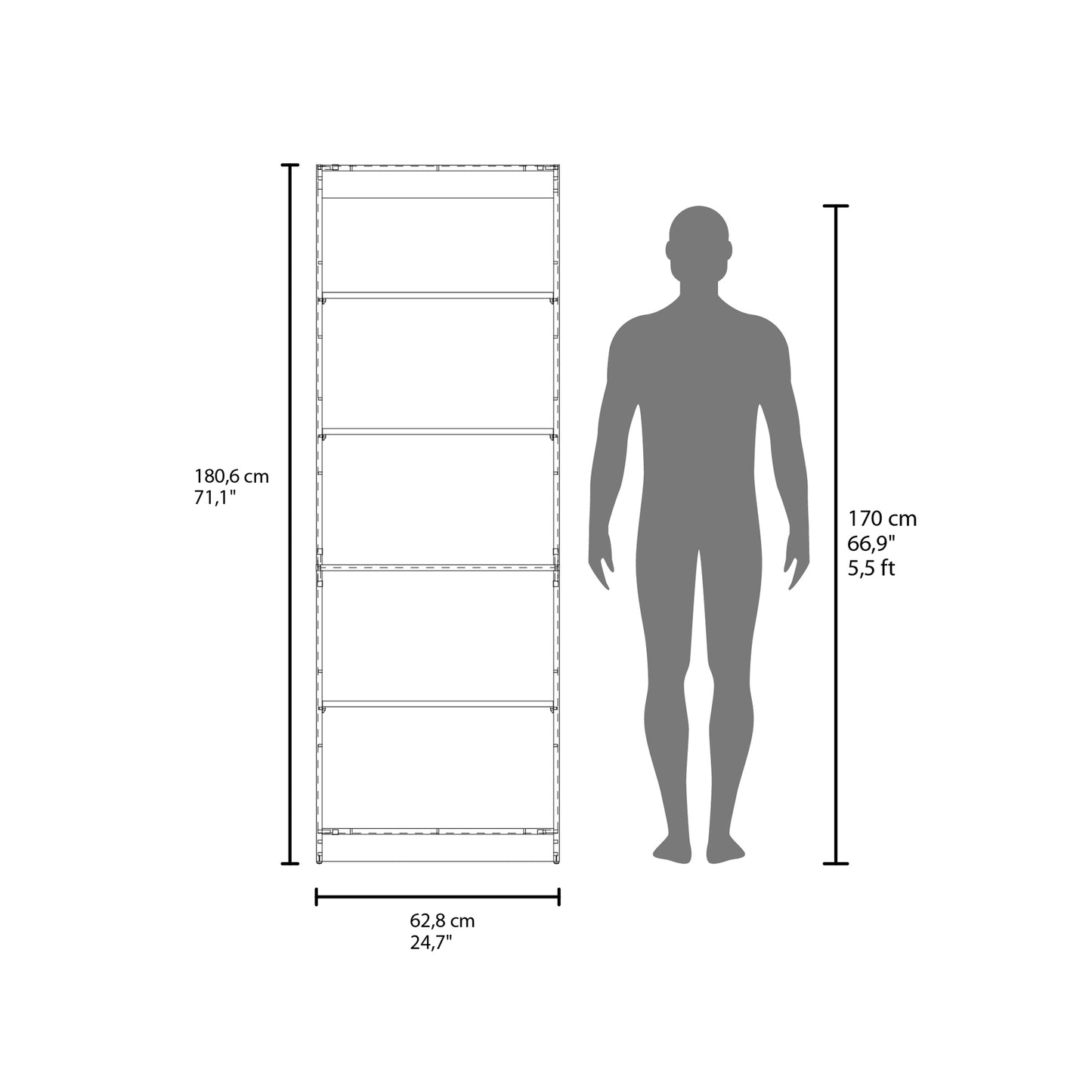 Home 4 Shelves Bookcase , Open Storage