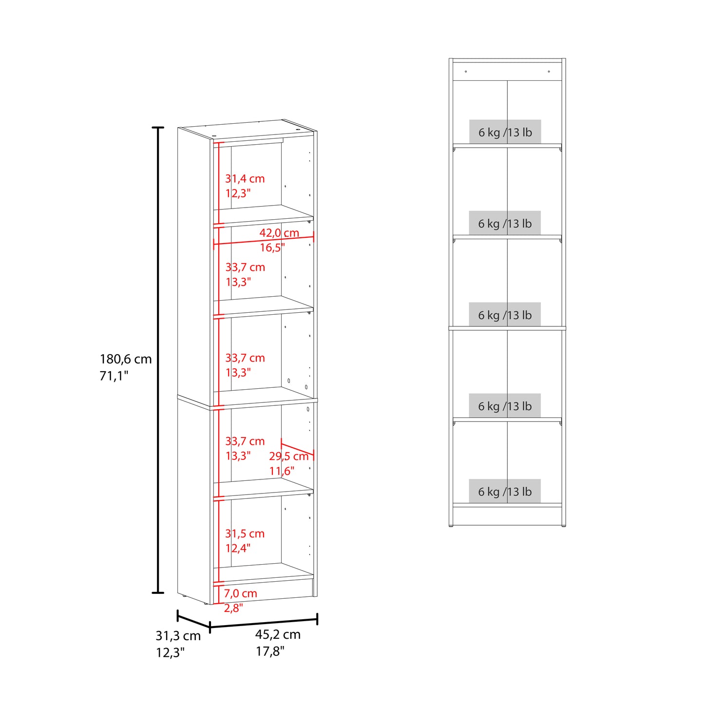 Home Double Glass Door Bookcase Cabinet with 5 Interior Shelves for Linen or Décor Storage for Living Rooms, Bedrooms or Laundry Rooms