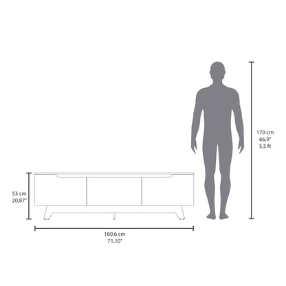 Woodall Tv Stand, Two Doors Modern Entertainment Center, Open Shelves And Cable Management