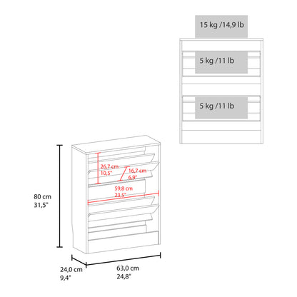 Inola 2-Door Shoe Rack Cabinet with Three Shelves, Modern Shoe Storage Organizer