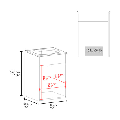 Bethel Floating Wide One-Door Vanity With Resin Sink And Two Shelves, Bathroom Storage