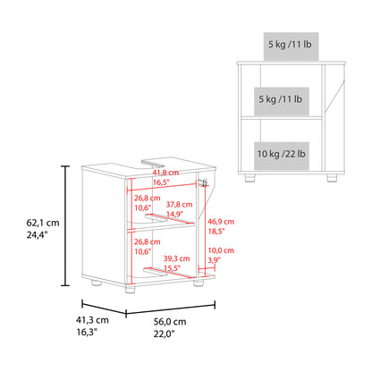 Phillips Under Sink Cabinet, Double Door Storage with Open Back for Pipes, Wide Unit, Freestanding Cabinet