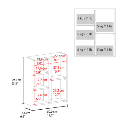 Quintana Wall-Mounted Mirror Medicine Cabinet With One Door And Four Open Compartments