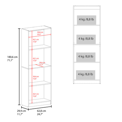 Home Tall Elegant 4-Shelf Bookcase, Open Storage