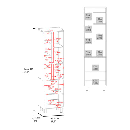 Stanton Tall Storage Cabinet With Two Doors And Three Open Shelves