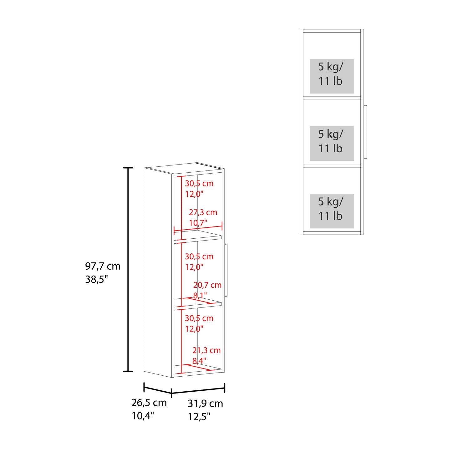 Vanguard Wall-Mounted Single Door Medicine Cabinet with 3 Interior Storage Shleves, Space-Saving Bathroom Storage Organizer with Concealed Shelving