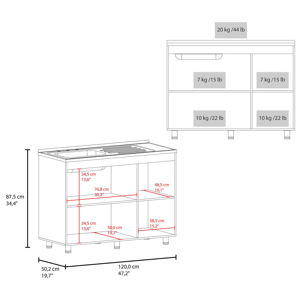 Napoleon Base Utility Sink Cabinet with Stainless Steel Coun - Wengue