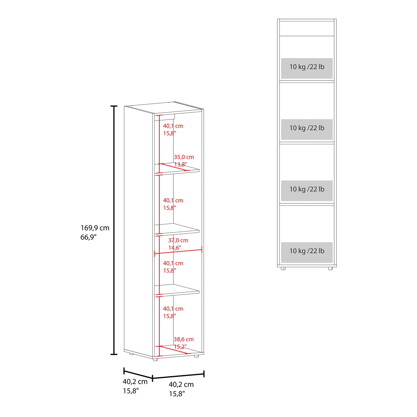 Home Linen Freestanding Tall Cabinet with Single Door with One Mirror and 4 Horizontal Storage Shelves, Cabinet for Bathroom, Bedroom or Laundry Room