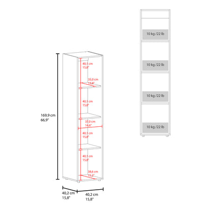 Home Linen Freestanding Tall Cabinet with Single Door with One Mirror and 4 Horizontal Storage Shelves, Cabinet for Bathroom, Bedroom or Laundry Room