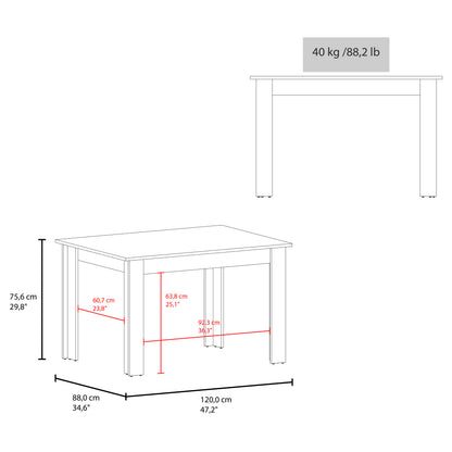 Portofino Rectangular Dining Table, Freestanding Dining Room Unit Option, Fits up to 4 Chairs