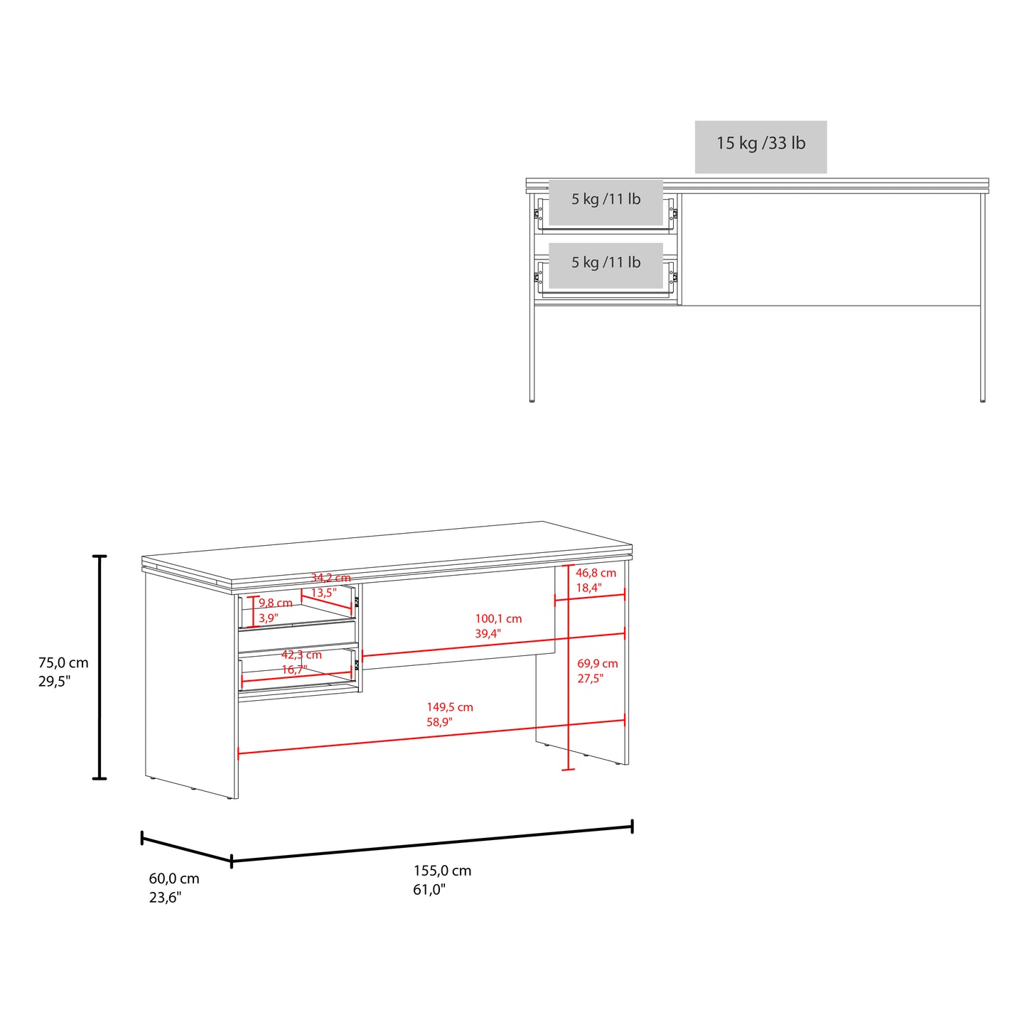Toronto Modern Computer Desk with Storage Shelves, Spacious Workstation, Writing Table for Home Office, Study, Bedroom or Remote Work