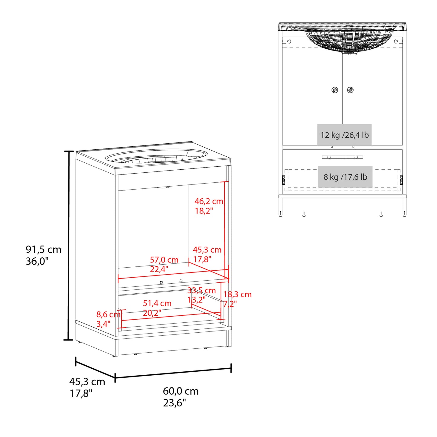 Bathroom Vanity with Two Doors, Madison