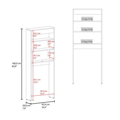 Over-the Toilet Compact Bathroom Cabinet with 2 Open Display Shelves and 2-Door Cabinet, Light Oak