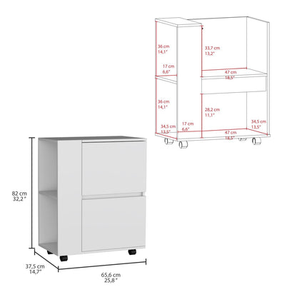 Glasgow Bar Cart Two Pull-Down Door Cabinets And Two Open Shelves