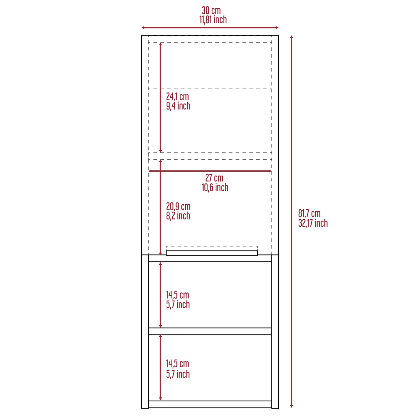 Mila Bathroom Cabinet with Single-Door Compartment, Two Interior Shelves, Dual External Open Shelves and Space-Saving Wall Design for Organized Storage, Daily Essentials Access and Modern Bathroom Convenience
