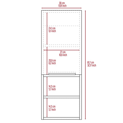 Mila Bathroom Cabinet with Single-Door Compartment, Two Interior Shelves, Dual External Open Shelves and Space-Saving Wall Design for Organized Storage, Daily Essentials Access and Modern Bathroom Convenience