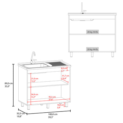 Napoles Utility Sink Complete with Faucet Included, Freestanding Base with Legs, Laundry Tub with Deep Stainless Steel Basin, Modern Multi-Purpose Sink for Kitchen, Laundry or Utility Room