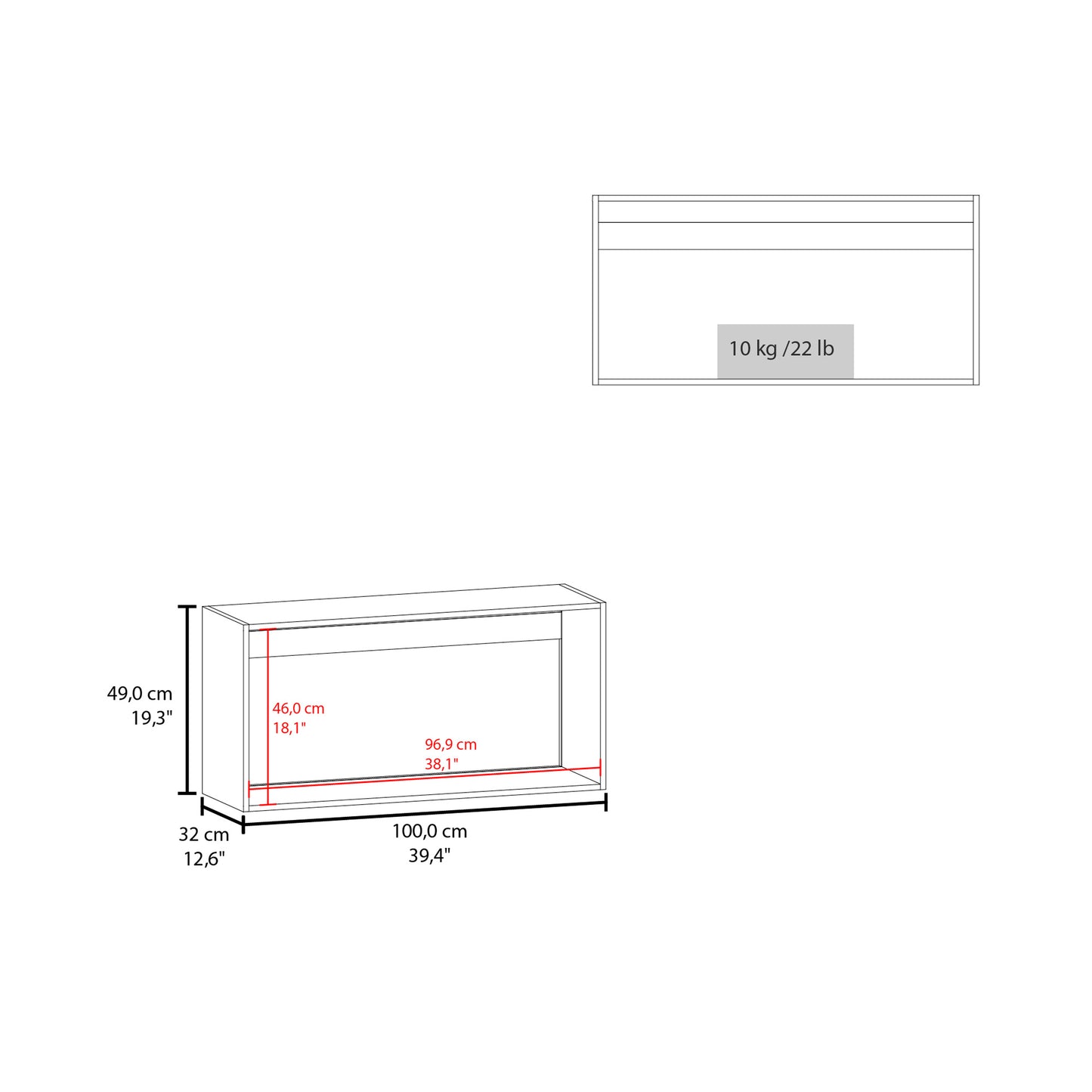 Napoles 39" W Double Door Wall Cabinet