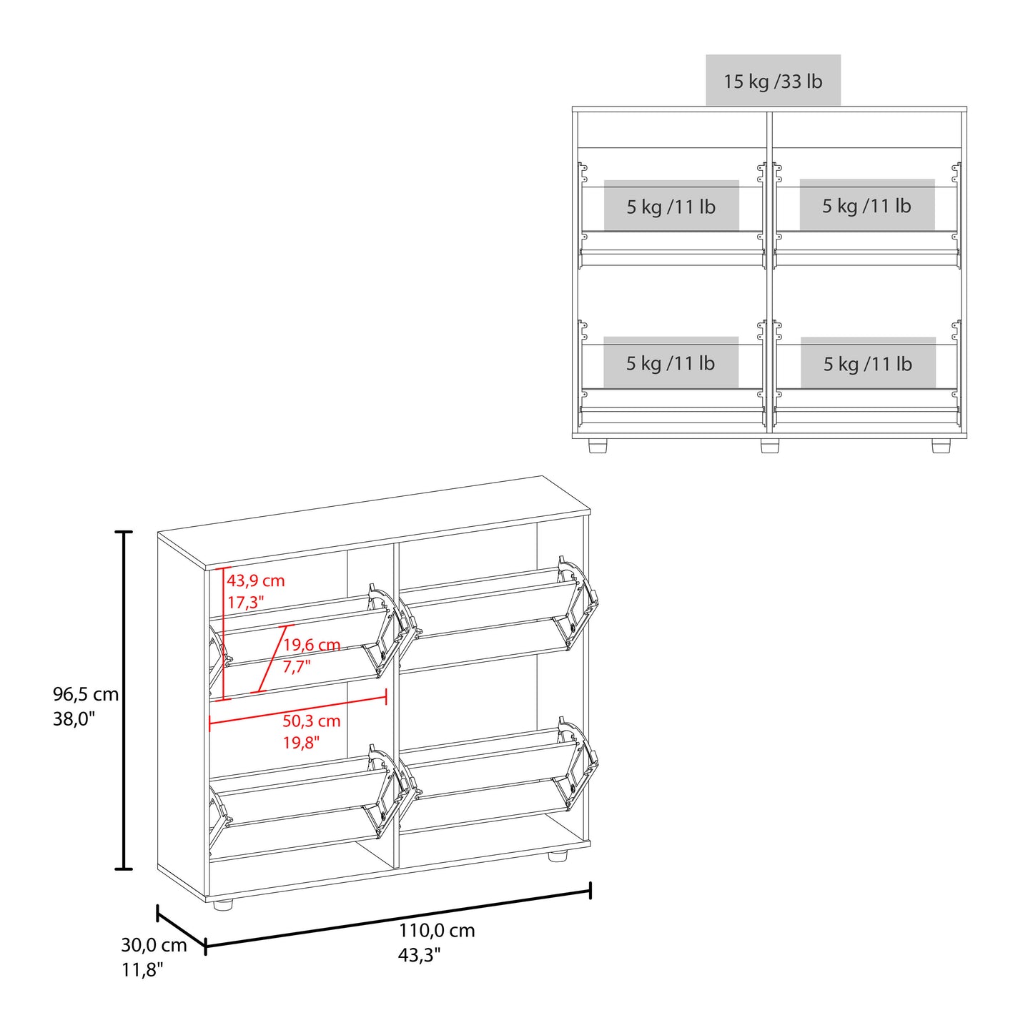 Opal 4-Door Shoe Rack Cabinet With Multiple Shelves, Modern Footwear Storage