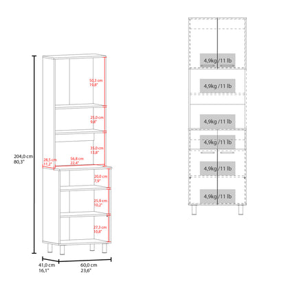 Otomo Pantry Cabinet, With 5 Shelves And 4 Doors