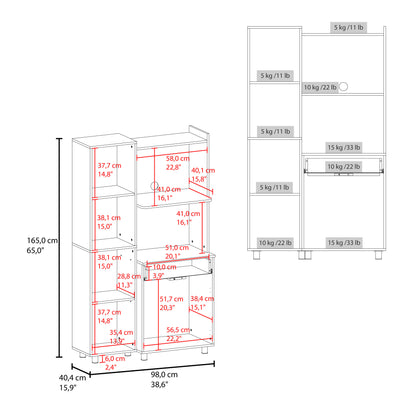 Pantress Complete Kitchen Pantry and Microwave Cabinet with One Door Side Kitchen Storage Cabinet, Compact Countertop, One Drawer, One Small Cabinet and, One Open Shelf