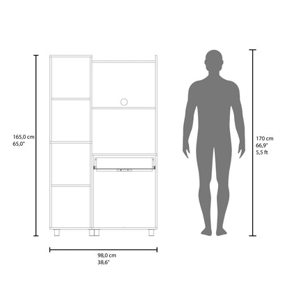 Pantress Complete Kitchen Pantry and Microwave Cabinet with One Door Side Kitchen Storage Cabinet, Compact Countertop, One Drawer, One Small Cabinet and, One Open Shelf