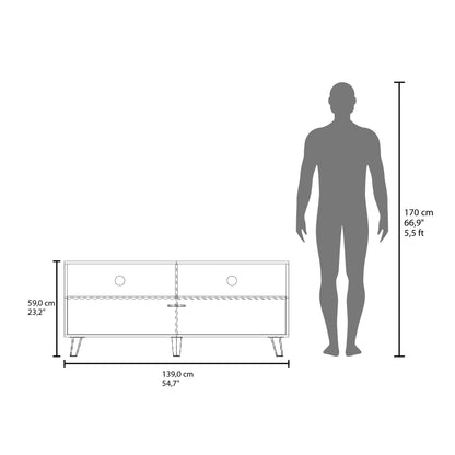 Patrick Tv Stand With Two Doors And Open Storage Shelves, Modern Entertainment Center