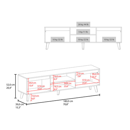 Polaris TV Stand with Open Shelves, Two Storage Shelves For Media Storage and Entertainment Console, Perfect for Living Room or Bedroom
