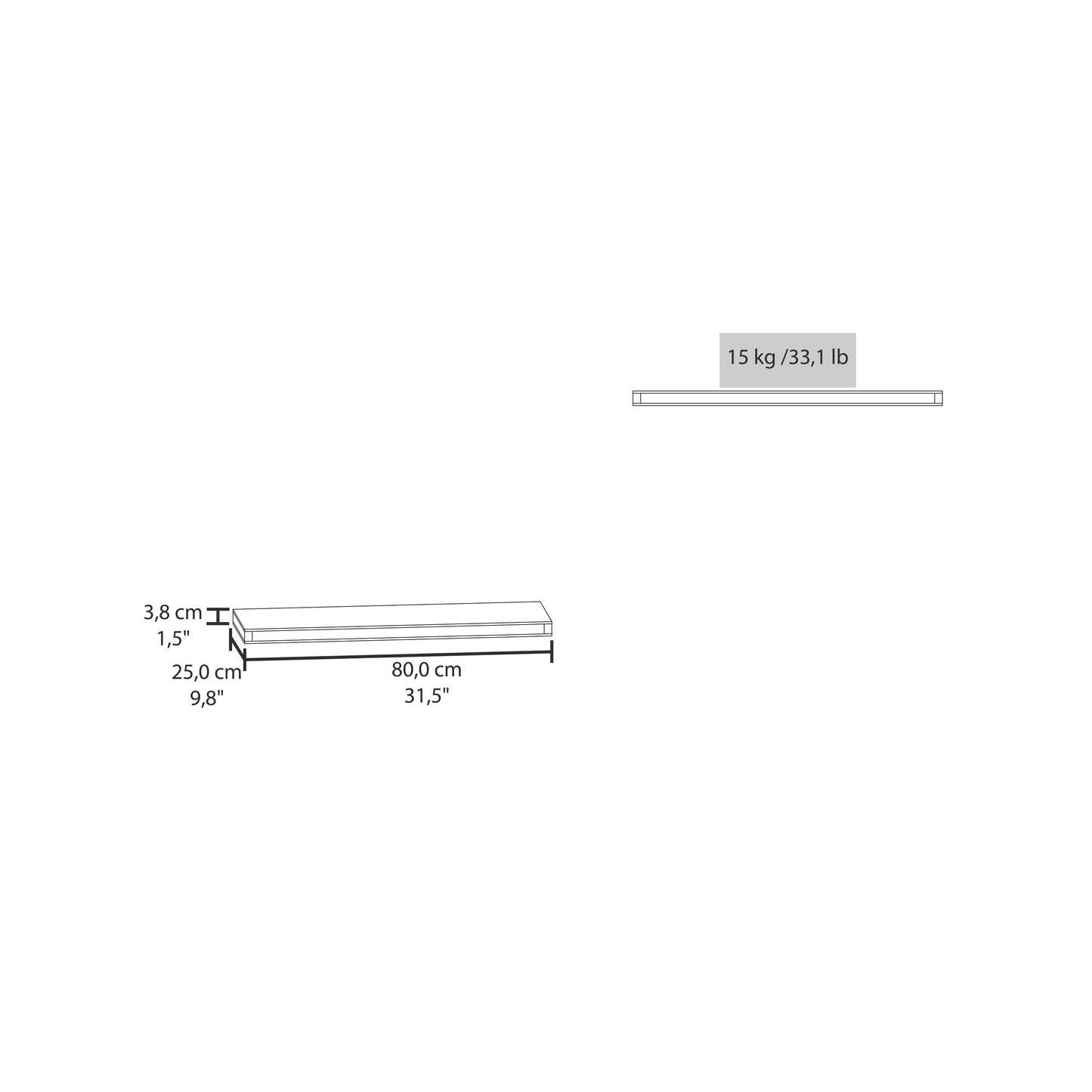 TUHOME Ecco 31.5-Inch Floating Shelves Set of Two with Hidden Brackets, Modern Wall-Mounted Shelves for Bedroom, Bathroom or Living Room Décor, Minimalist Display and Storage Solution for Books, Photos and Accessories