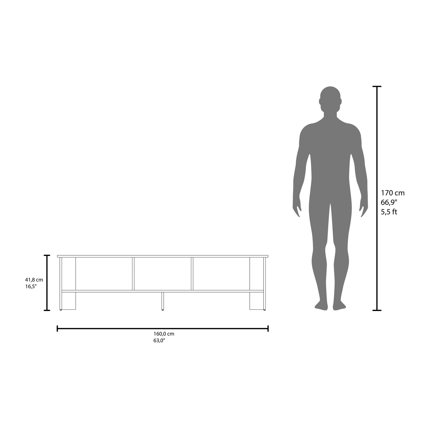 Belga 65" TV Stand with 4 Open Shelves, Modern Media Console for Living Room Entertainment Storage