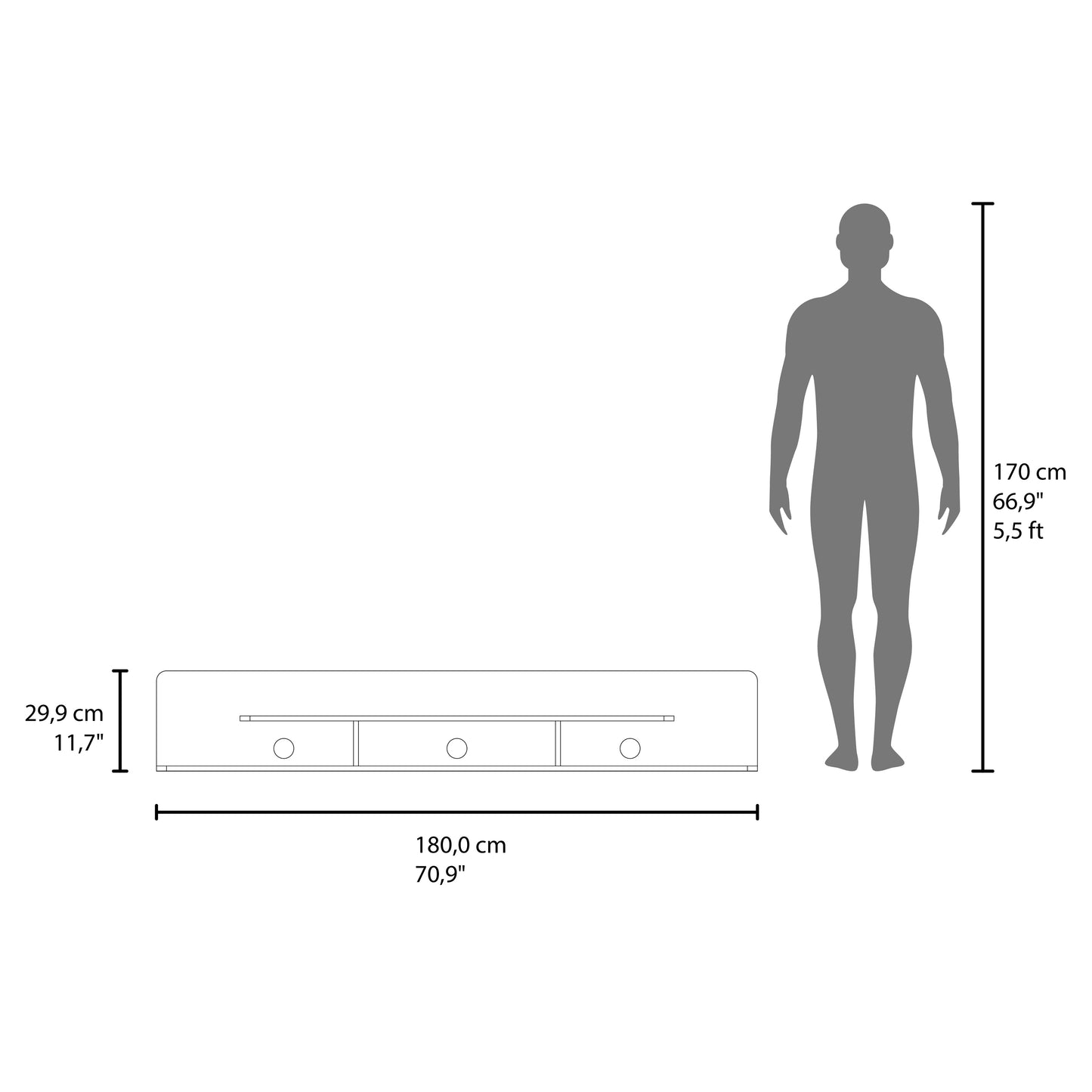Marquis Floating TV Stand with Open Shelves, Modern Media Console for Living Room or Entertainment Area