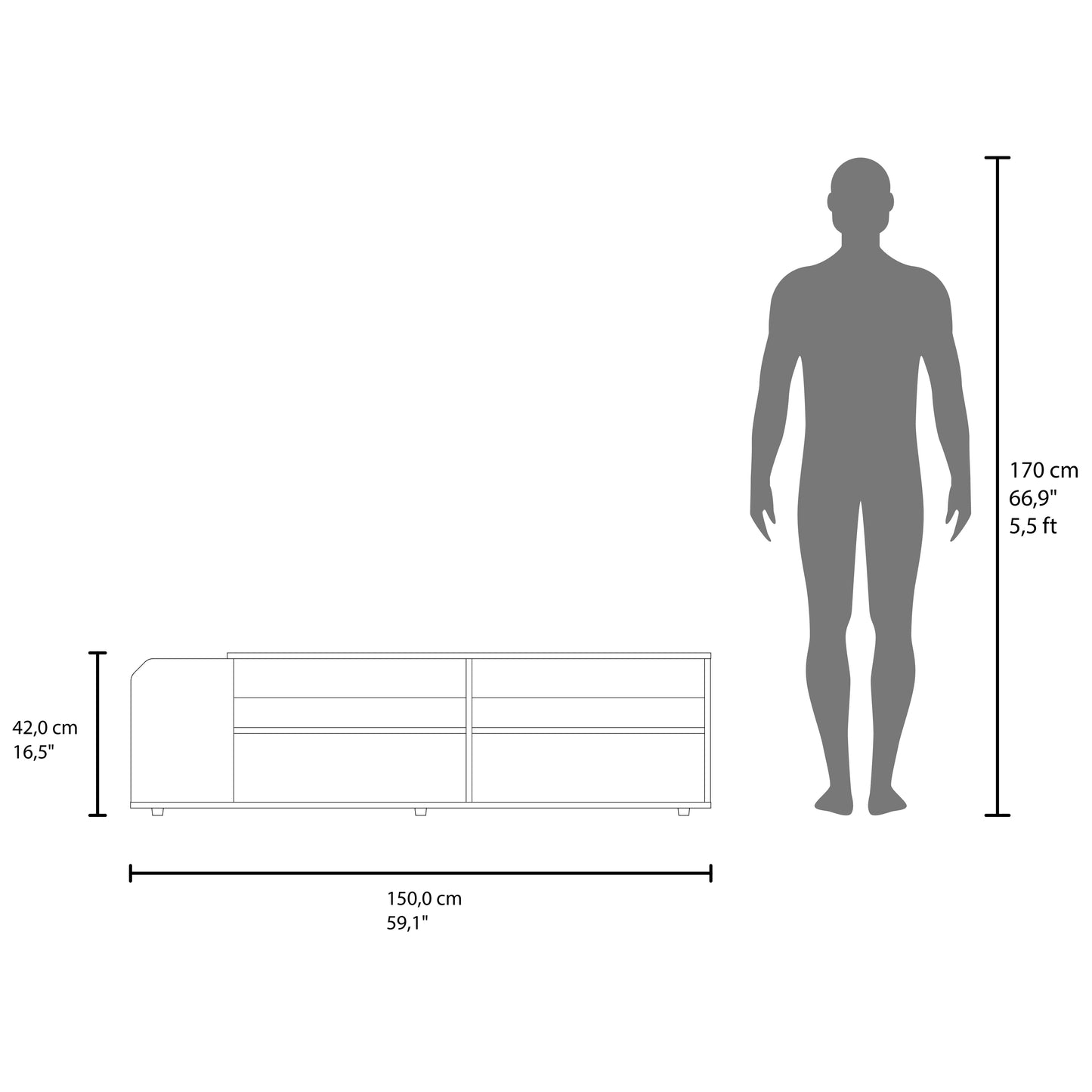 Solene TV Stand with Open Shelves For Various Modern Storage, Media Console for Living Room