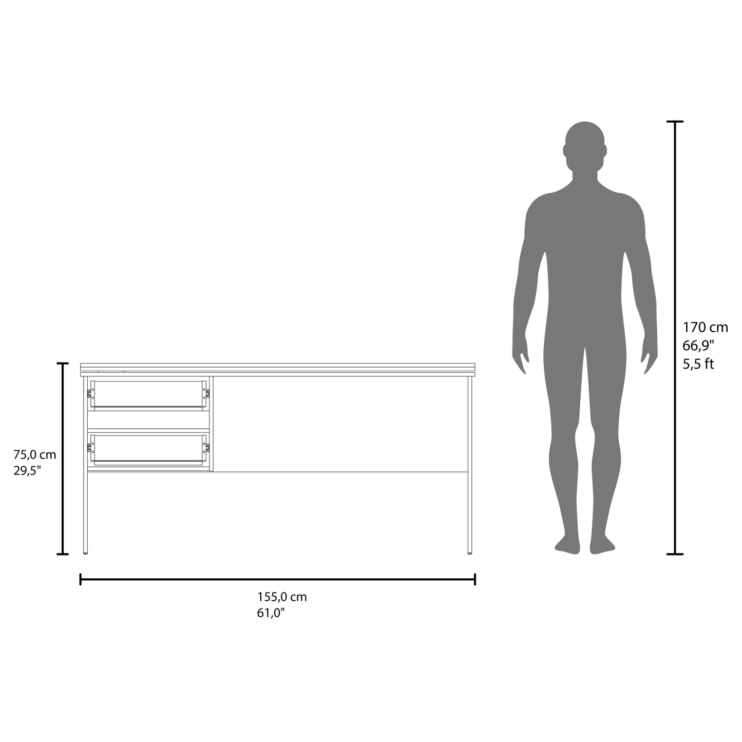 Toronto Modern Computer Desk with Storage Shelves, Spacious Workstation, Writing Table for Home Office, Study, Bedroom or Remote Work