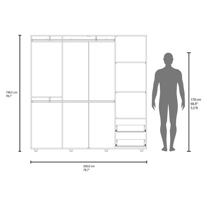 Vance Armoire 200 for Bedroom and Home Storage, Tall Wardrobe Cabinet with Clean Modern Design for Clothing and Household Organization, Space-Efficient Furniture Solution, White Finish