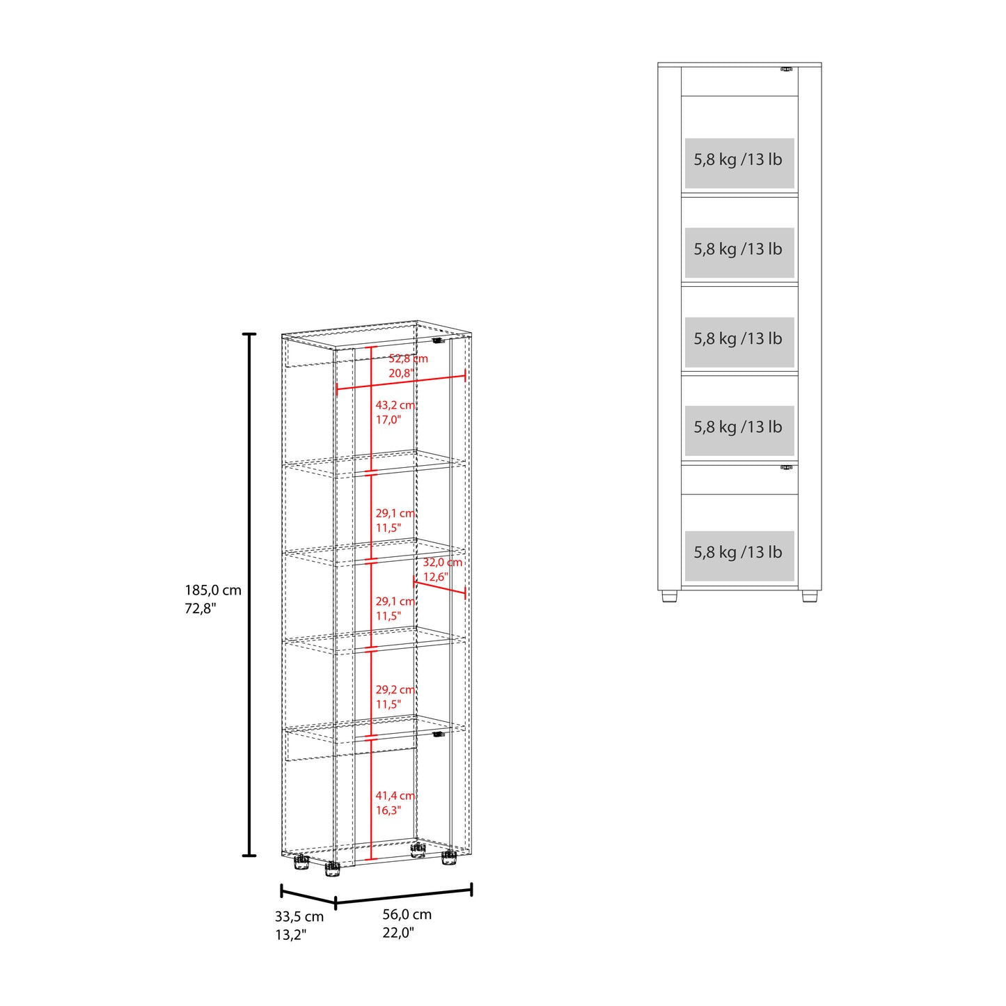 Tanalea Tall Freestanding Bookshelves and Bookcase with 3 Open Display Shelve and, 2 Doors for Hidden Storage, Living Room, Home Office or Bedroom Storage