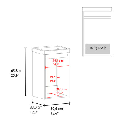 Syracuce Wall-Mounted Bathroom Vanity and Cabinet with Resin Sink, Compact Bathroom Storage Cabinet with One Door and 2 Interior Shelves