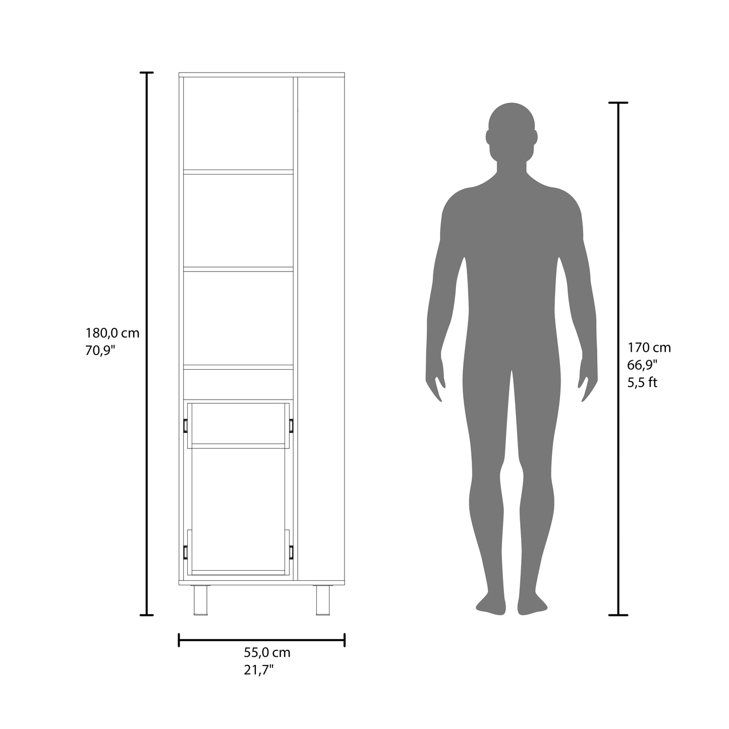 Vidalia Broom Cabinet for Home and Utility Storage, Tall Cleaning Supply Organizer with Enclosed Design for Laundry Room or Kitchen Use, Space-Saving Storage Solution, White Finish