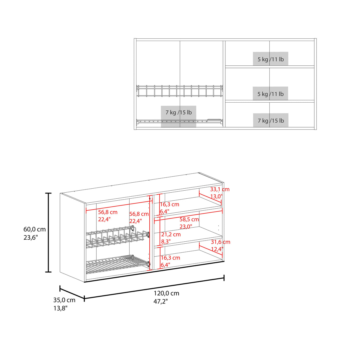 Napoleon Wall-Mounted Kitchen Cabinet with 4 Door Closed Sto - Wengue