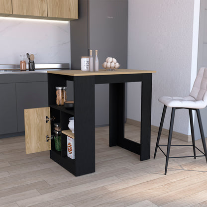 Stirling Kitchen Island with 1-Door Cabinet Push to open System and Side Shelves