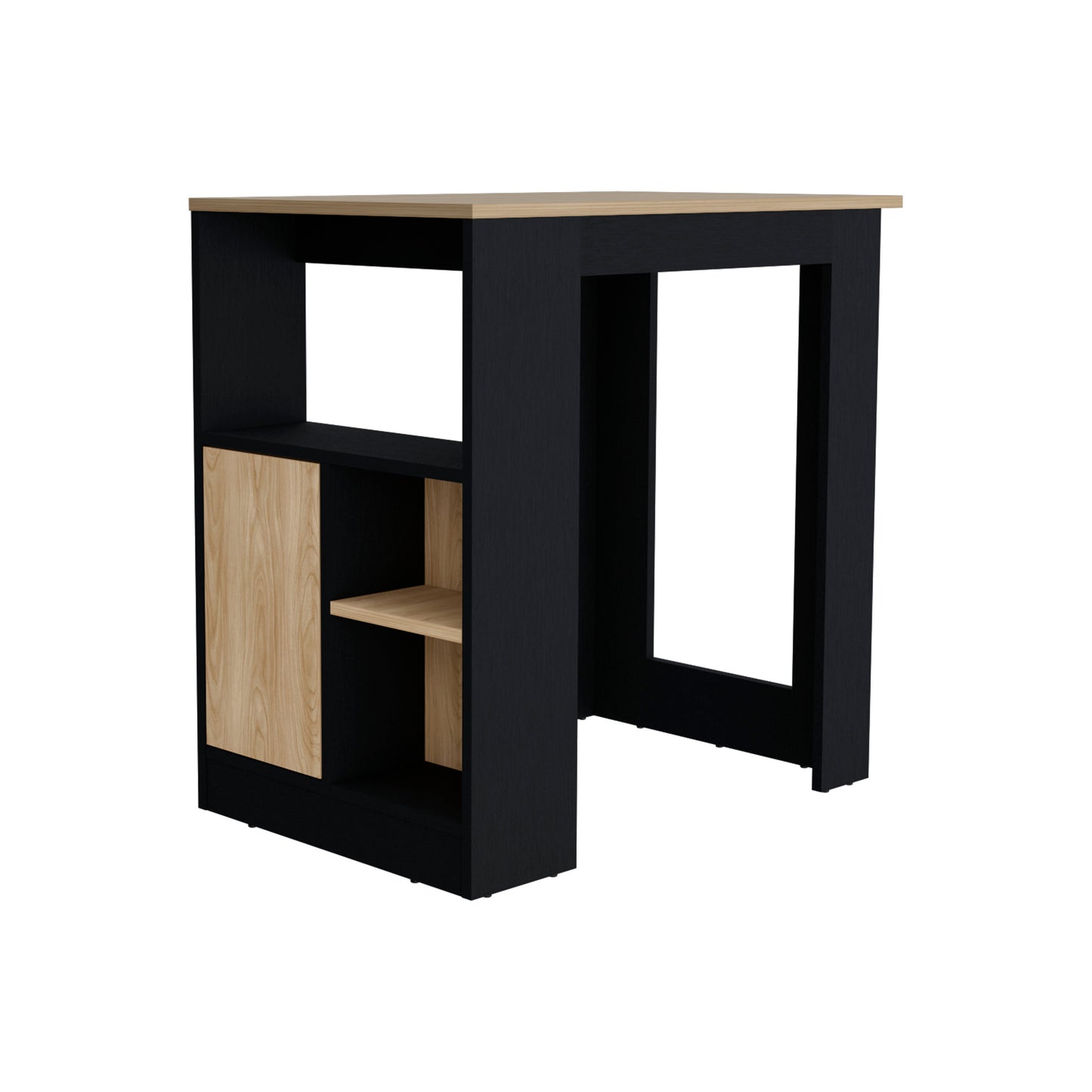 Stirling Kitchen Island with 1-Door Cabinet Push to open System and Side Shelves